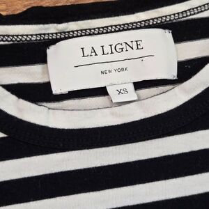 La Ligne Long Sleeve Tee Black Striped Shirt Womens XS Cotton Portugal Top EUC